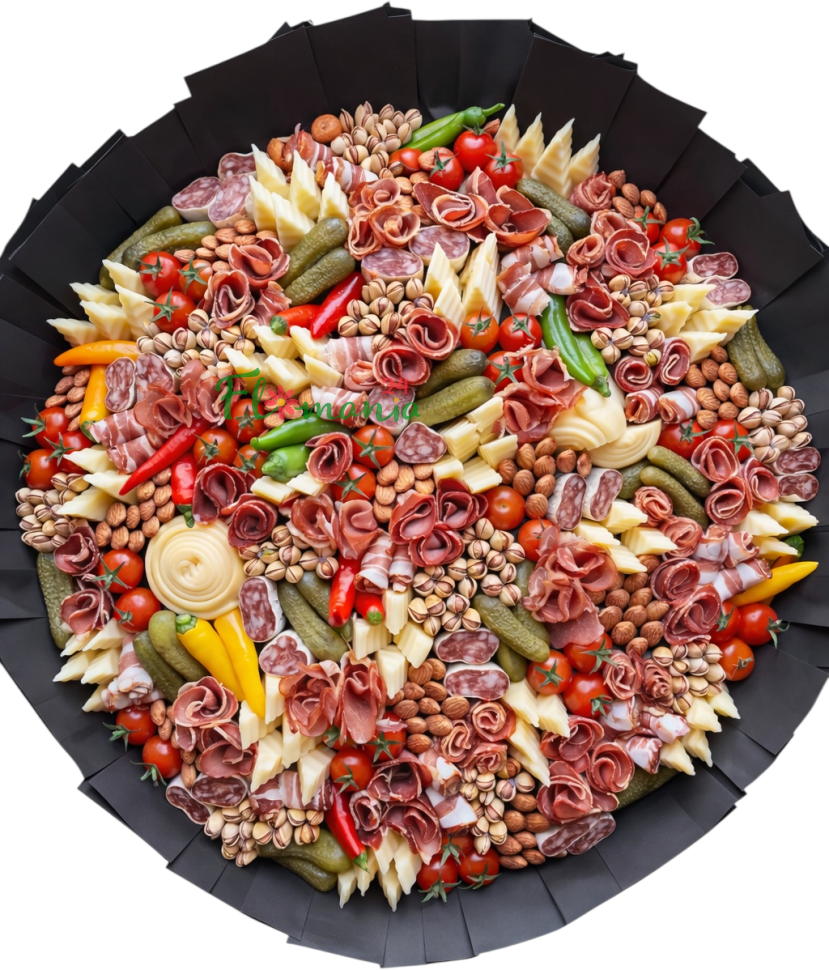 Огромный съедобный букет с закусками «Римские каникулы»
